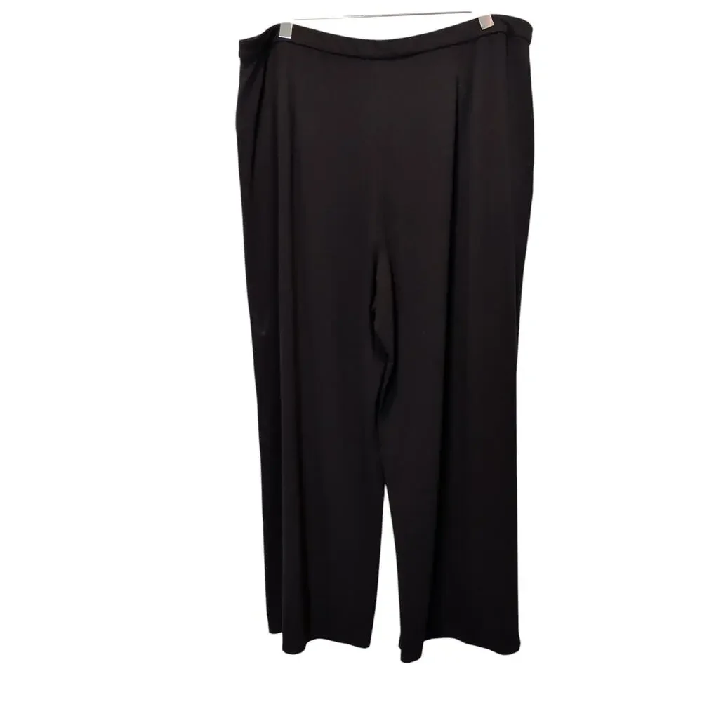 J.Jill Wearever Womens Sz L Black Wide Leg Cropped Stretch Pull On Pants Palazzo - Picture 3 of 5